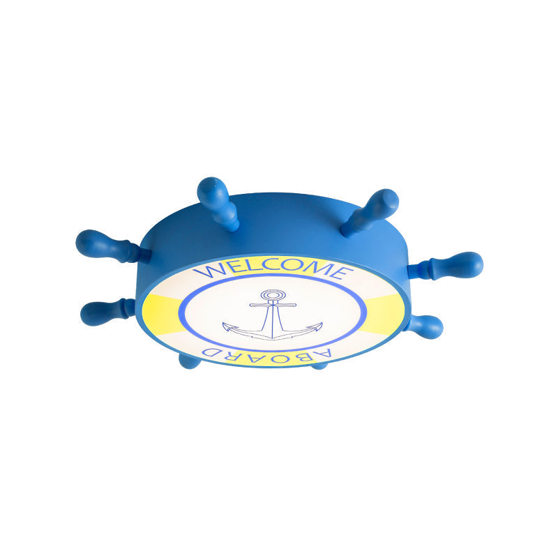 Rudder Flush Ceiling Light: Acrylic Led Bedroom Fixture In Blue/Yellow