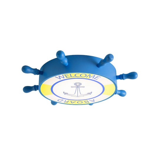 Rudder Flush Ceiling Light: Acrylic Led Bedroom Fixture In Blue/Yellow