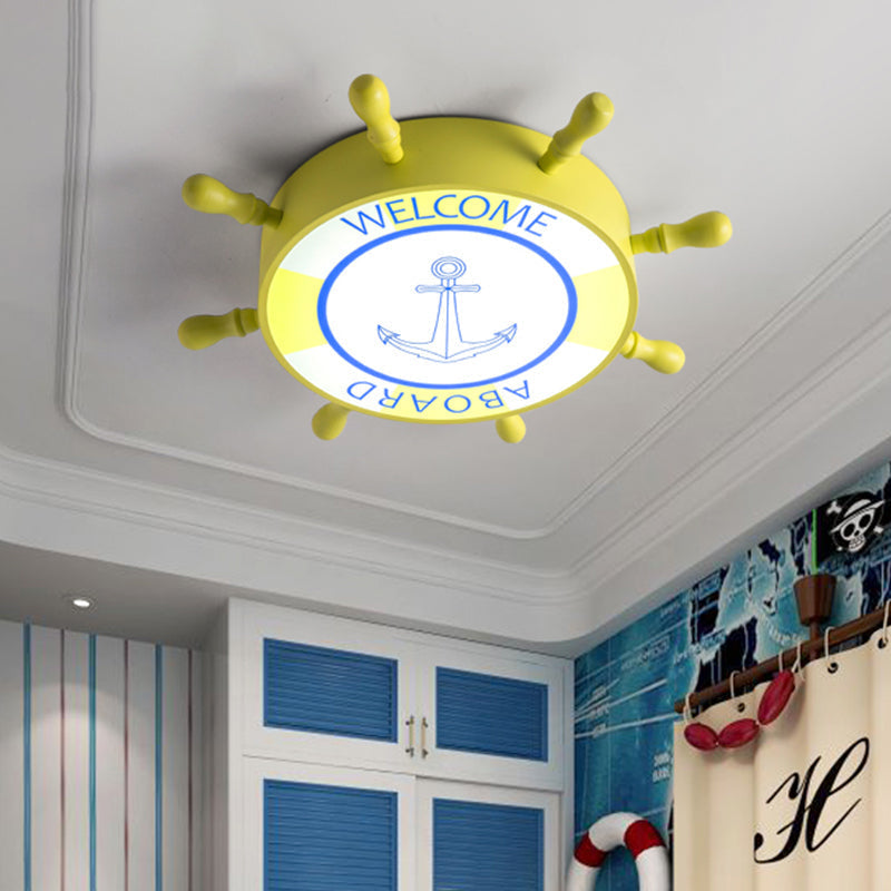 Rudder Flush Ceiling Light: Acrylic Led Bedroom Fixture In Blue/Yellow