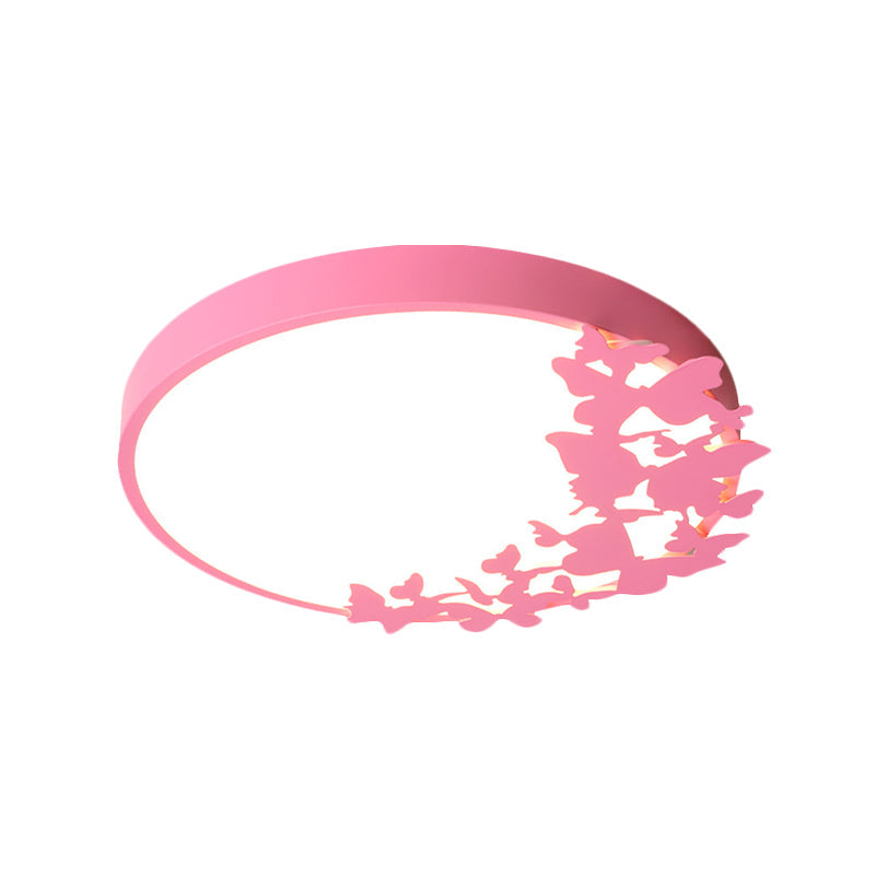 Contemporary Led Drum Ceiling Light Fixture In Pink/Blue/Yellow - Brighten Your Bedroom With Flush