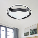 Cartoon Cat Led Flush Mounted Light Fixture For Kids Bedroom In Black/Gray Black