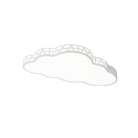 Creative Led Cloud Flush Ceiling Light For Kids Bedroom In White/Pink/Blue