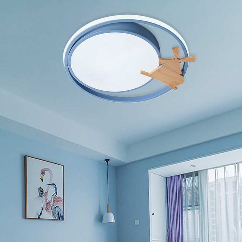 Contemporary Led Bedroom Flush Light With Acrylic Shade & Rainbow Bridge/Windmill/Carrot Décor