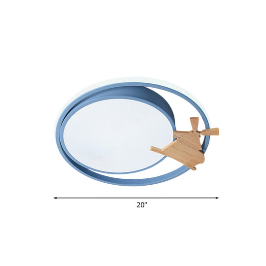 Contemporary Led Bedroom Flush Light With Acrylic Shade & Rainbow Bridge/Windmill/Carrot Décor