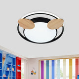 Contemporary Led Bedroom Flush Light With Acrylic Shade & Rainbow Bridge/Windmill/Carrot Décor Black
