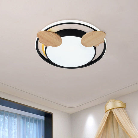 Contemporary Led Bedroom Flush Light With Acrylic Shade & Rainbow Bridge/Windmill/Carrot Décor
