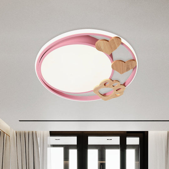 Contemporary Led Bedroom Flush Light With Acrylic Shade & Rainbow Bridge/Windmill/Carrot Décor