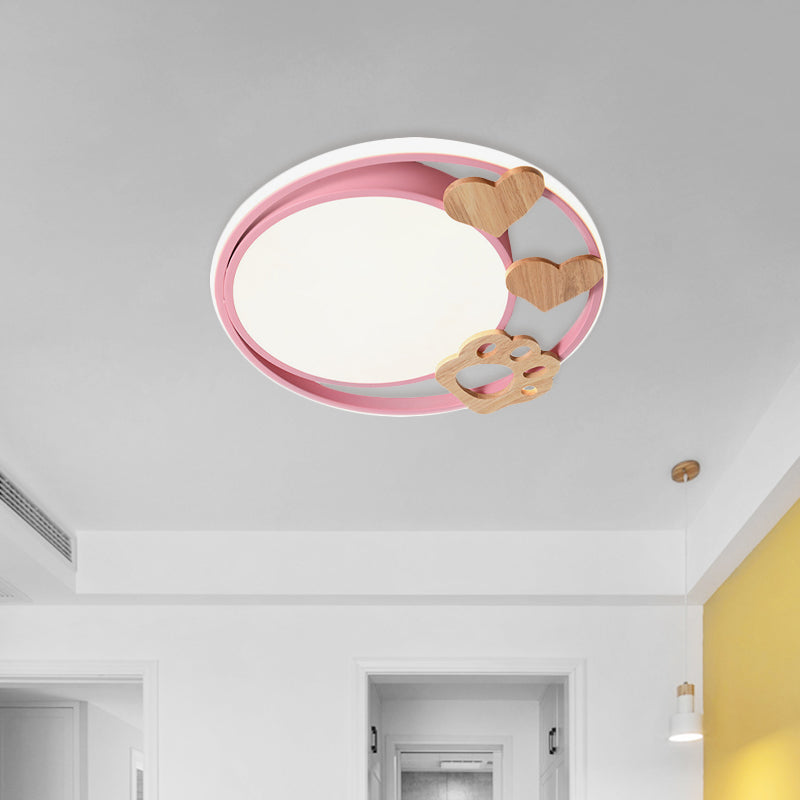 Contemporary Led Bedroom Flush Light With Acrylic Shade & Rainbow Bridge/Windmill/Carrot Décor