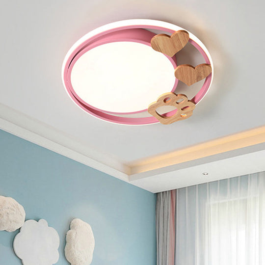 Contemporary Led Bedroom Flush Light With Acrylic Shade & Rainbow Bridge/Windmill/Carrot Décor