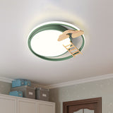 Contemporary Led Bedroom Flush Light With Acrylic Shade & Rainbow Bridge/Windmill/Carrot Décor