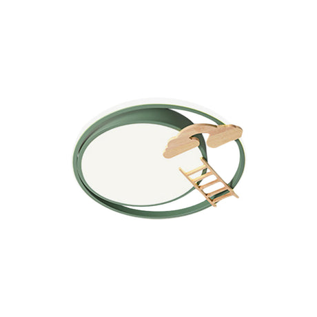Contemporary Led Bedroom Flush Light With Acrylic Shade & Rainbow Bridge/Windmill/Carrot Décor