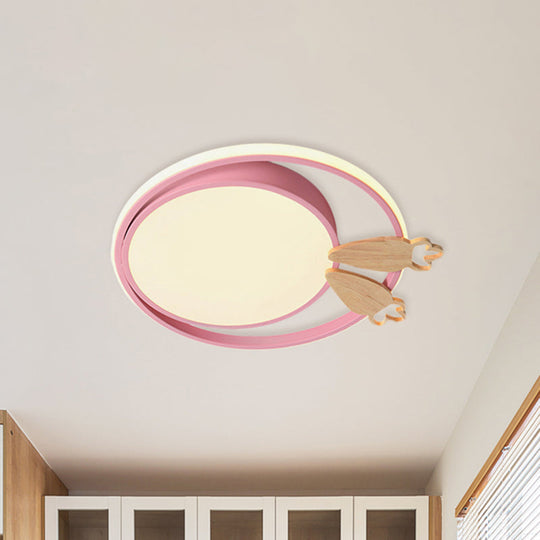 Contemporary Led Bedroom Flush Light With Acrylic Shade & Rainbow Bridge/Windmill/Carrot Décor