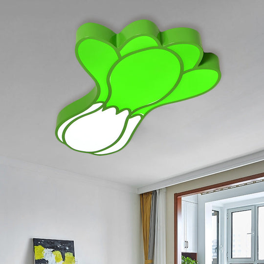 Kid’s Room Cartoon Vegetable Ceiling Mount Led Flush Light In White / F