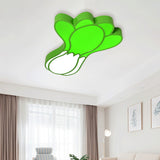 Kids Room Cartoon Vegetable Ceiling Mount Led Flush Light In White