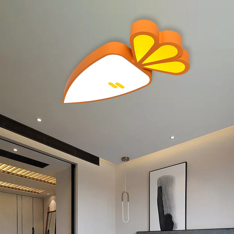 Kids Room Cartoon Vegetable Ceiling Mount Led Flush Light In White