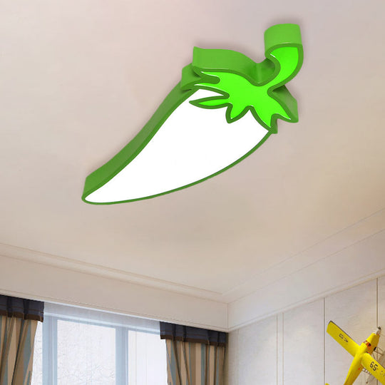 Kids Room Cartoon Vegetable Ceiling Mount Led Flush Light In White / C