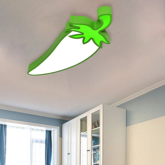 Kid’s Room Cartoon Vegetable Ceiling Mount Led Flush Light In White