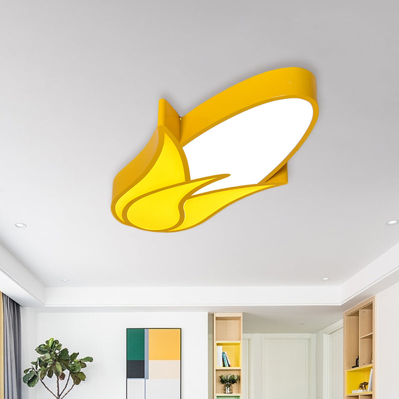 Kid’s Room Cartoon Vegetable Ceiling Mount Led Flush Light In White / D