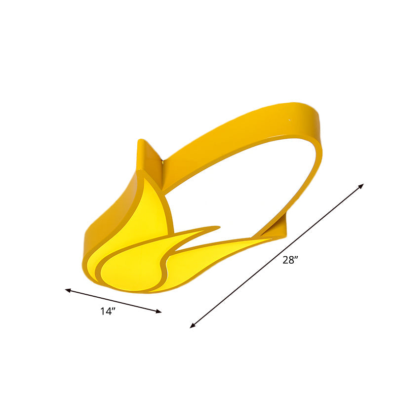 Kid’s Room Cartoon Vegetable Ceiling Mount Led Flush Light In White