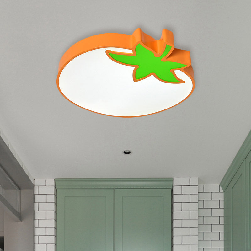 Kids Room Cartoon Vegetable Ceiling Mount Led Flush Light In White