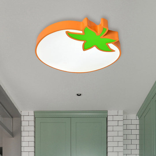 Kids Room Cartoon Vegetable Ceiling Mount Led Flush Light In White