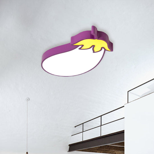 Kid’s Room Cartoon Vegetable Ceiling Mount Led Flush Light In White