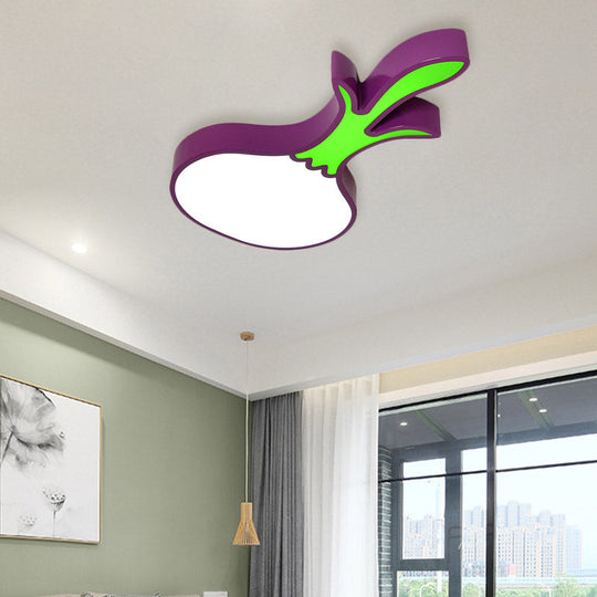 Kid’s Room Cartoon Vegetable Ceiling Mount Led Flush Light In White