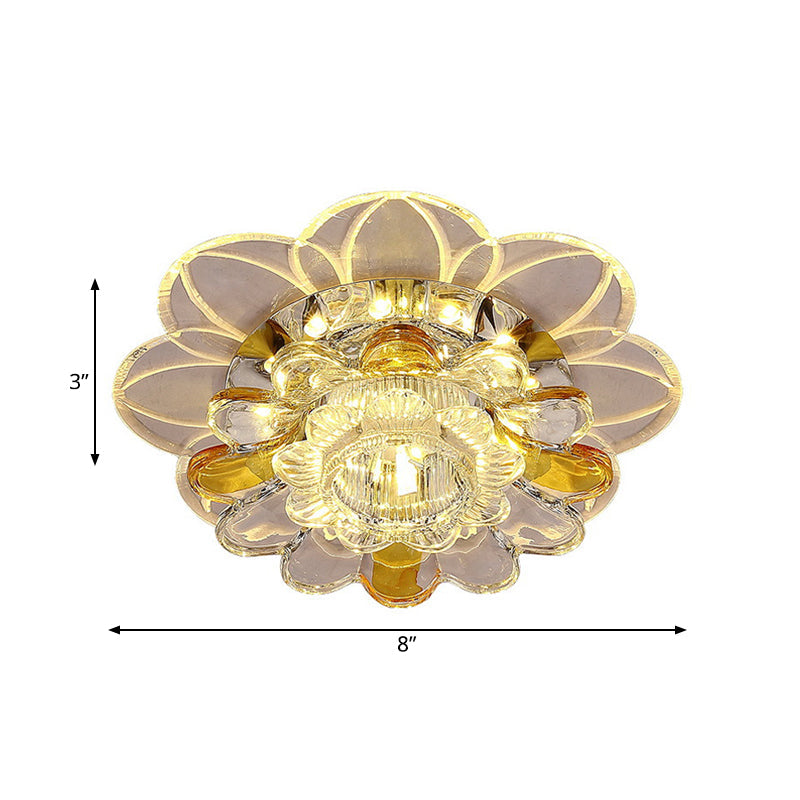 Minimalist Led Flush Mount Ceiling Light With Petal Clear Crystal Shade In Warm/White/Multi Color