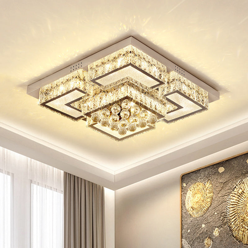 Modern Chrome Crystal Orb Led Flush Mount Ceiling Light For Bedrooms
