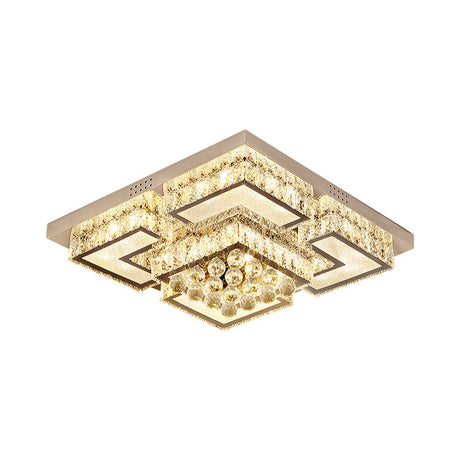 Modern Chrome Crystal Orb Led Flush Mount Ceiling Light For Bedrooms
