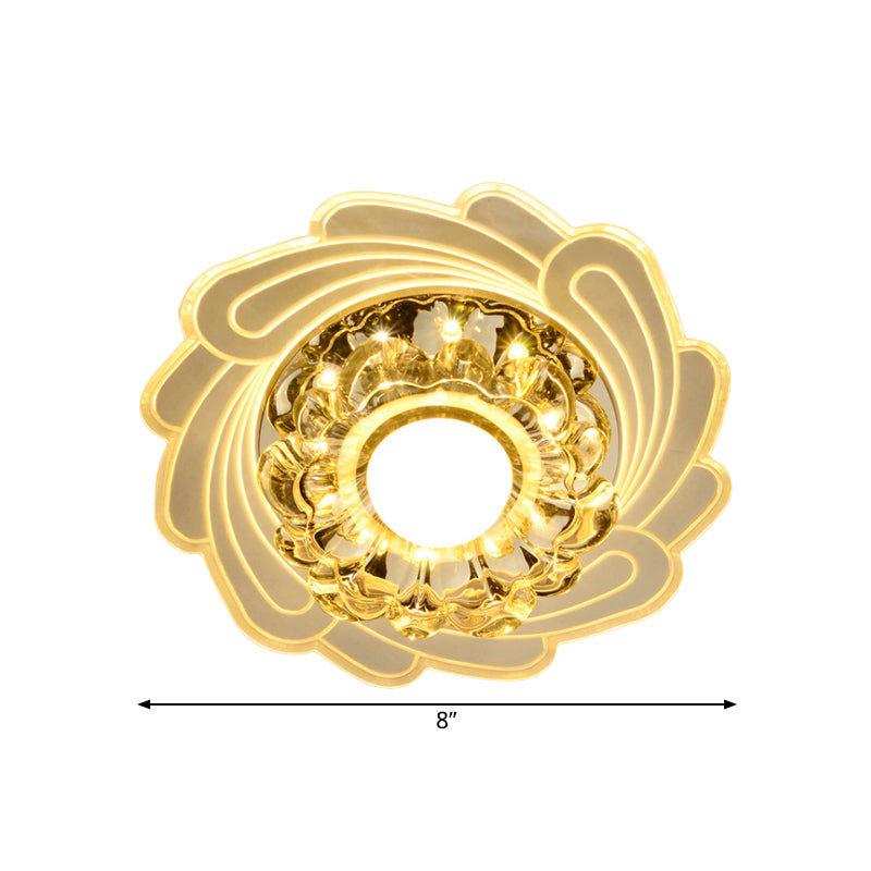 Simplicity Led Floral Crystal Ceiling Light Flush Mount With Spiral Edge Warm/White/Multi Color -