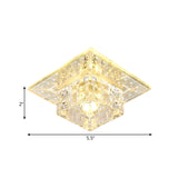 Modernist Crystal Block Flushmount Ceiling Light With Led - White/Warm