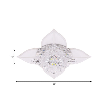 Modernist Led Crystal Ceiling Flush Light In White With Leaf Design And Multi - Color Options