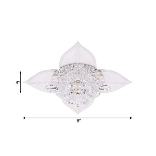 Modernist Led Crystal Ceiling Flush Light In White With Leaf Design And Multi - Color Options