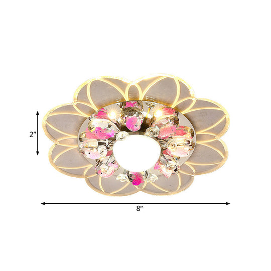 Crystal Led Flush Mount Light With Fish Design In Modern Flower Pattern And Multiple Options