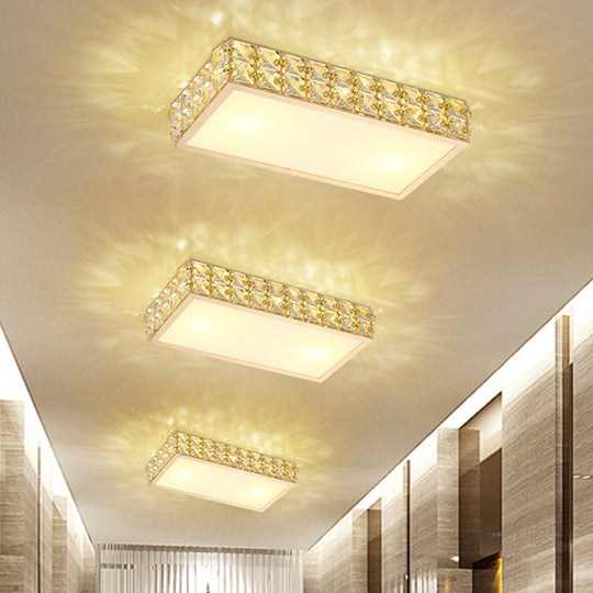 Modern Crystal White/Gold Led Flush Ceiling Light For Corridors - Simplicity Style Gold