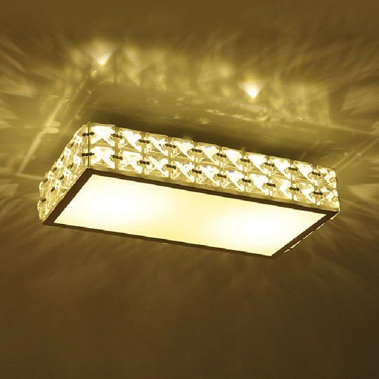 Modern Crystal White/Gold Led Flush Ceiling Light For Corridors - Simplicity Style