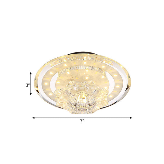 Modern Petal Flush Led Ceiling Light With Clear Prismatic Crystal - Warm/White Lighting