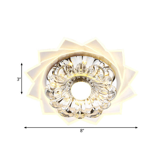 Modern Led Crystal Flower Flushmount Light - Warm/White Corridor Ceiling Fixture