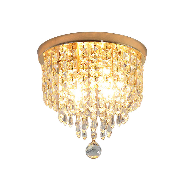 Contemporary Crystal Strand Waterfall Flushmount 8/10 Wide Ceiling Light Fixture For Hallways