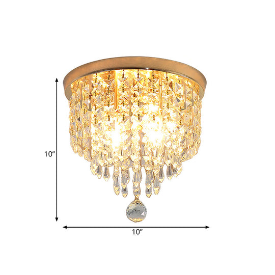 Contemporary Crystal Strand Waterfall Flushmount 8/10 Wide Ceiling Light Fixture For Hallways