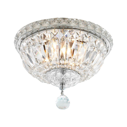 Modern 6-Light Clear Crystal Flush Mount Ceiling Lamp Fixture