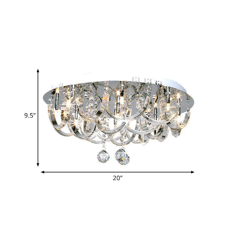 Modern Crystal Flush Mount Ceiling Light With Twisted Clear Design - 8 Heads For Bedroom