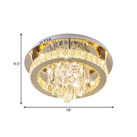 Modern Led Chrome Crystal Ceiling Light For Living Room - Flushmount Design