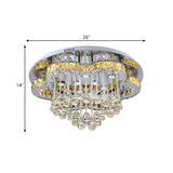Modern Led Crystal Orb Ceiling Light - Chrome Finish Flush Mount For Living Room