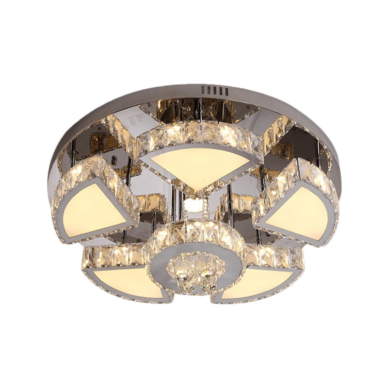 Modern Led Spotlight With Waterfall Crystal Shade For Bedroom Ceiling In Chrome 24’/31.5’ W
