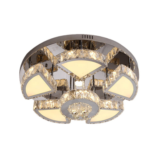 Modern Led Spotlight With Waterfall Crystal Shade For Bedroom Ceiling In Chrome 24’/31.5’ W