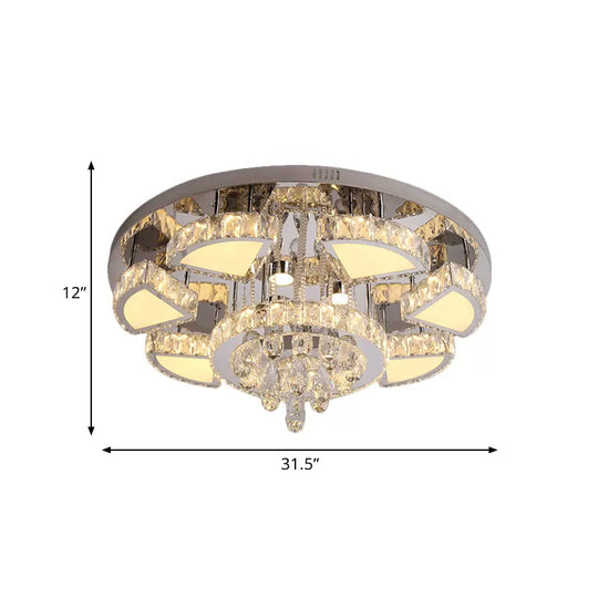 Modern Led Spotlight With Waterfall Crystal Shade For Bedroom Ceiling In Chrome 24’/31.5’ W