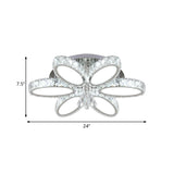 Modernist Blossom Chrome Flushmount Light With Clear Crystal 6/8 Heads - Ideal For Living Room
