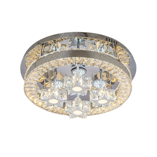Modern Led Crystal Ceiling Light In Chrome - Semi-Circle/Spiral Design Flush Mount For Minimalist